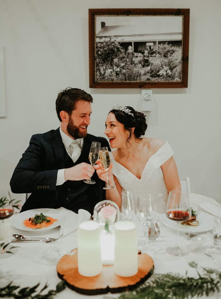 Bride and groom at mclaren vale wedding venue oxenberry farm winery adelaide