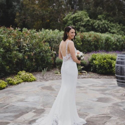 McLaren Vale Winery Wedding Venue bride outside of Daringa Garden